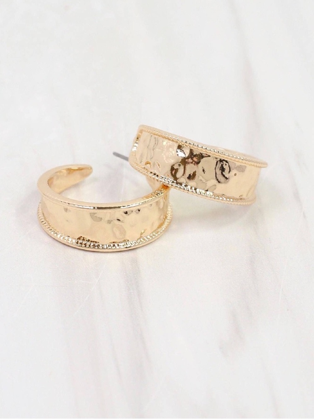 Caroline Hill Gold Cushing Hammered Hoop Earring